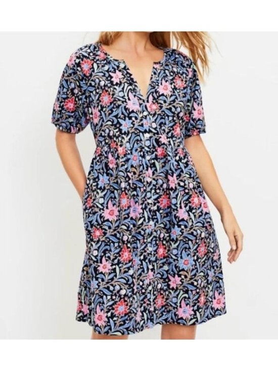 LOFT Dresses & Skirts - LOFT spring bloom button swing dress size XS